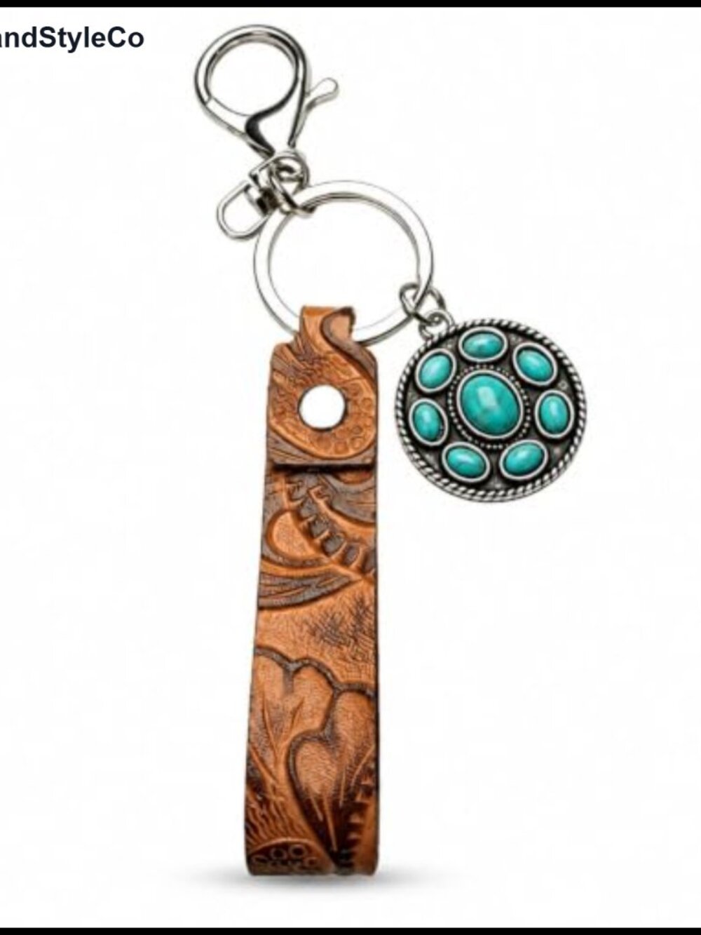 Western Style Keychain Wristlet Turquoise Charm Strap